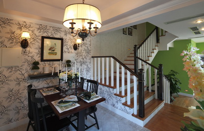 万亚广场客厅田园风格效果图复式162平方台州装修